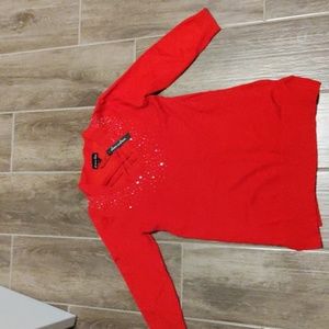 Red sweater with bling, size medium--NWT